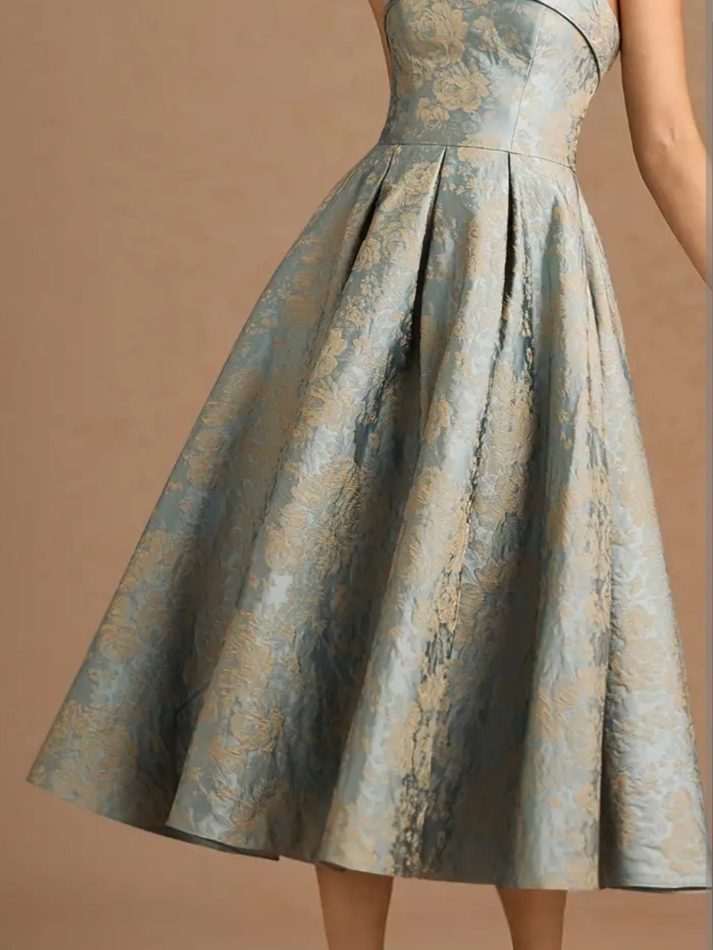 NWT Azazie Cecelia Vintage Blue Midi Dress